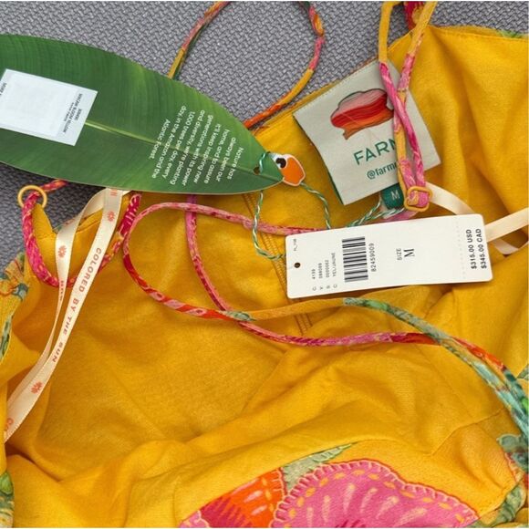 🌸 Farm Rio Yellow Macaw Bloom Maxi Dress Size Medium | New With Tags | Sold Out - Picture 12 of 16